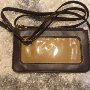 Brown Leather crossbody or clutch